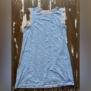 Lilly Pulitzer Zanzibar Blue White Lace Beach Happy Stripe Agee Dress